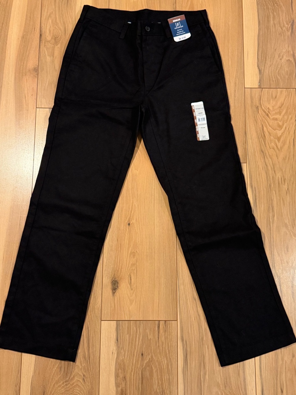 George Men's Black Straight Leg Chinos